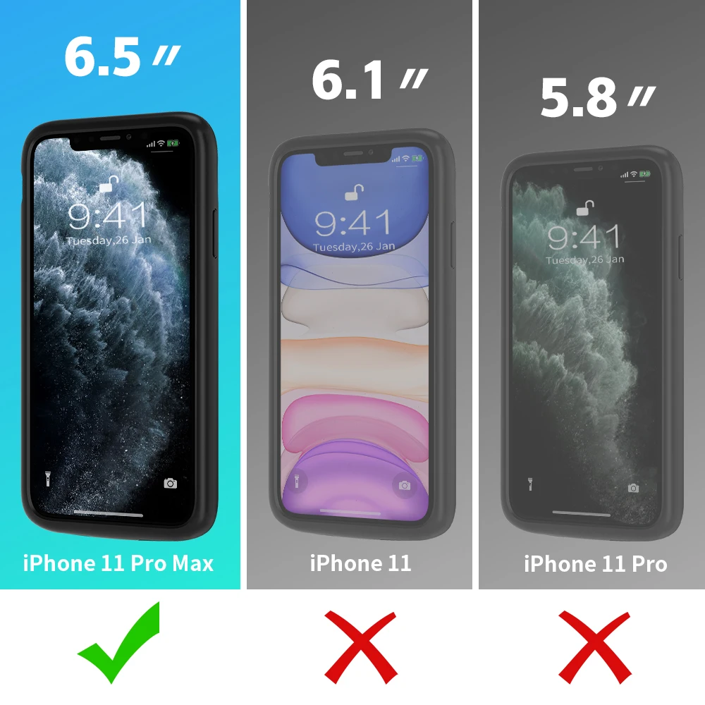 Чехол для батареи Newdery для iPhone 11 Pro Max, 5000 мАч, чехол для зарядки с полным корпусом Defender Edge, тонкий чехол для беспроводной зарядки