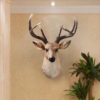 

New Nordic Style Simulation Deer Head Figurine Wall Decor 3D Animal Head Resin Art Sculpture Home Wall Hanging Decoration R2700