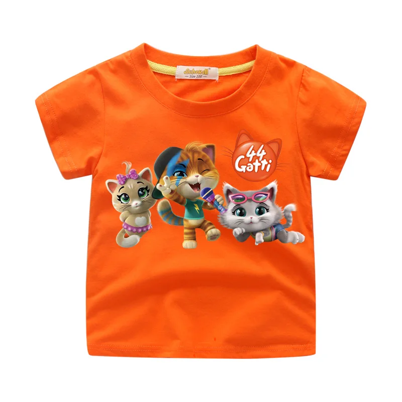 Детские футболки с рисунком кошки для мальчиков детские летние футболки с короткими рукавами Повседневная хлопковая Футболка для девочек