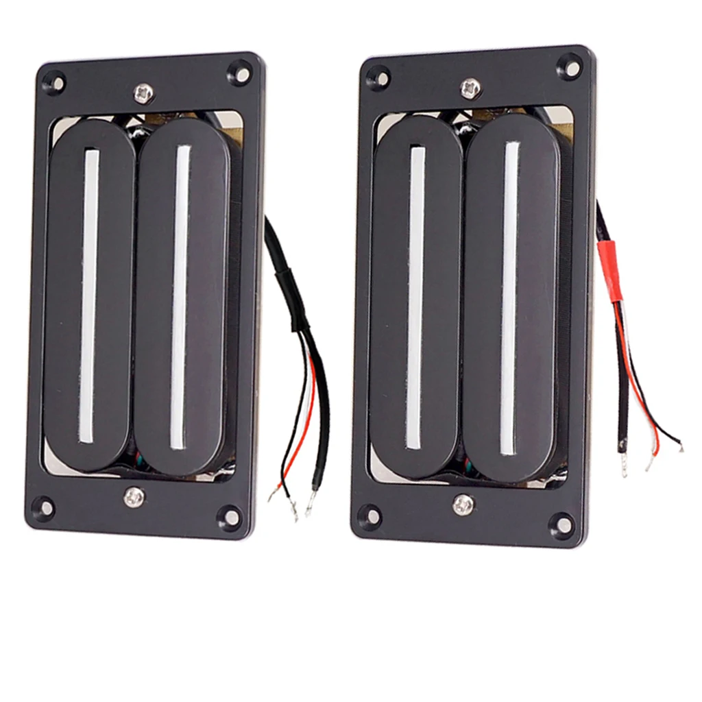 Wired Dual Rail Humbucker Pickup Neck + Bridge Pickups Set for Electric Guitar, Black