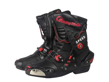 

Riding Tribe Motorcycle calf boots Motorbike Racing Microfiber Leather Boot Motocross waterproof shoes