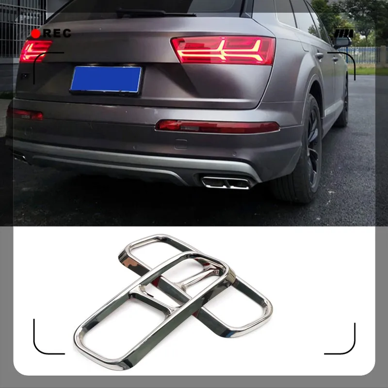 Подходит для Audi Q7- нержавеющая сталь задний глушитель декоративная отделка для крышек рамка отделка автомобиля-Стайлинг Аксессуары