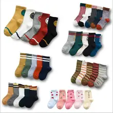  Children's socks 1-12Year 5pairs pakc wholesale spring and autumn simple children's cotton socks kids boys girls baby socks 