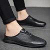 Luxury Designer Italian Men Half Shoes Leather Mens Casual Shoes Drop Ship Coiffeur Mules Man Slides Backless Loafers Slipper 2