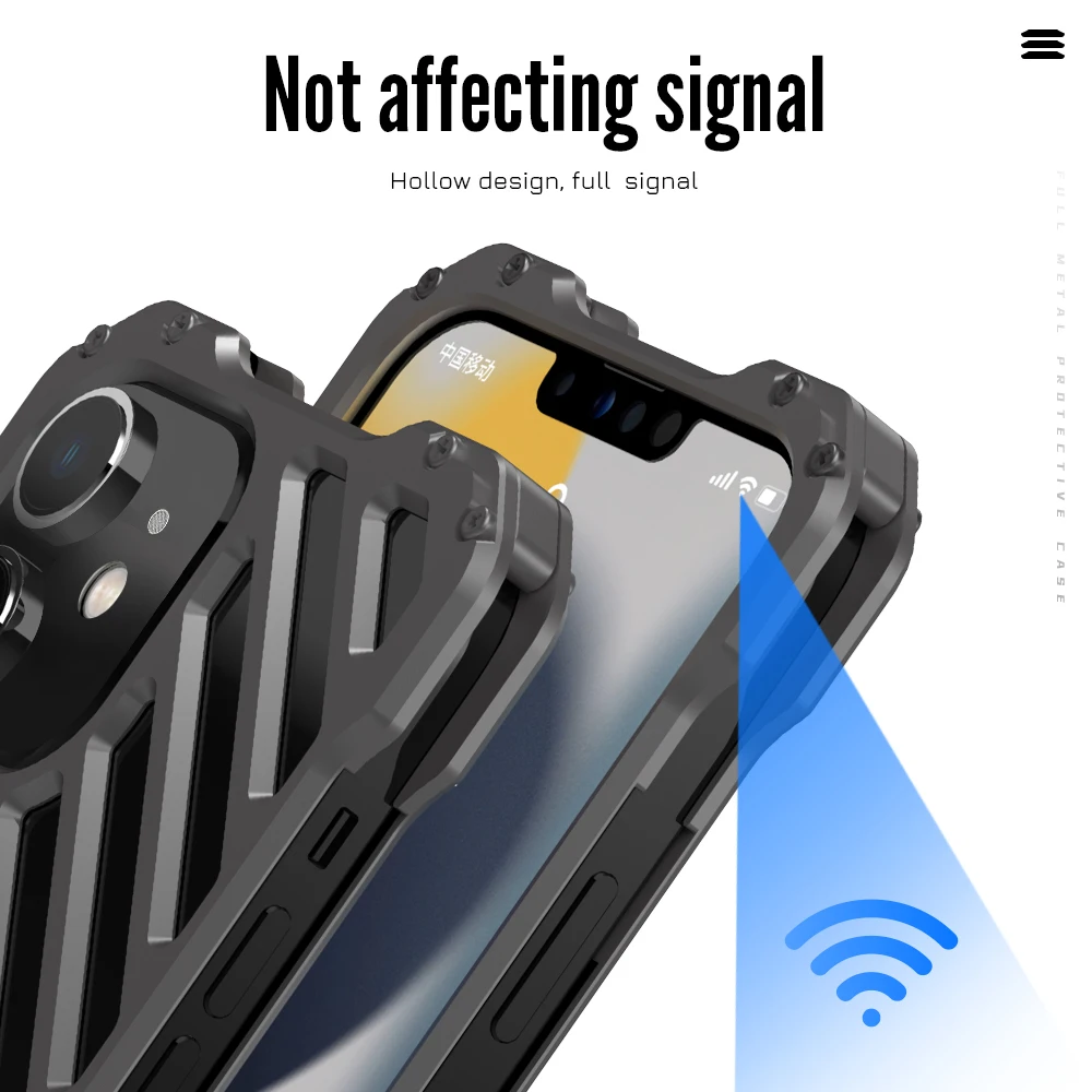 Hollow Out Shockproof Metal Case For iPhone 15 Pro Max Aluminum Alloy Armor Back Cover Protector Cases For iPhone 14 13 12 Pro