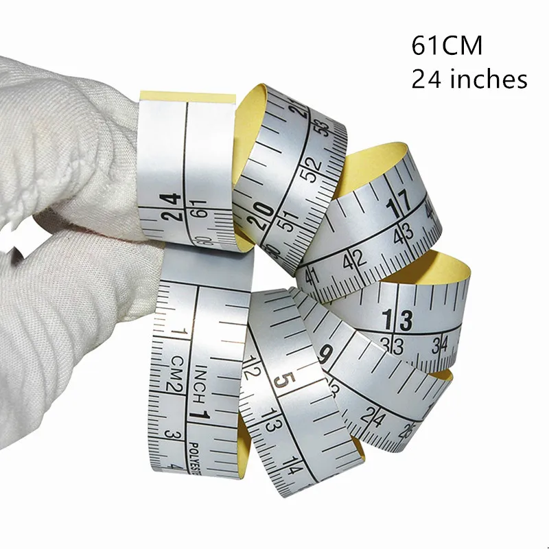 61CM 150/100/61/30cm Self Adhesive Metric Sticker Measure Tape Ruler For Sewing Machine Measure Tape Silver Sticky Scale Sticker - Цвет: 61CM