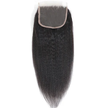 

[MissAnna] OneCut Hight Brazilian Hair Kinky Straight 4*4/5*5 Lace Closure Remy Human Hair Pre Plucked Hairline With Baby Hair