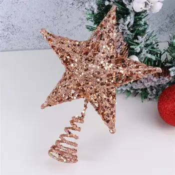 

20cm Christmas Tree Iron Star Topper Glittering Christmas Tree Decoration Ornaments (Rose Gold)