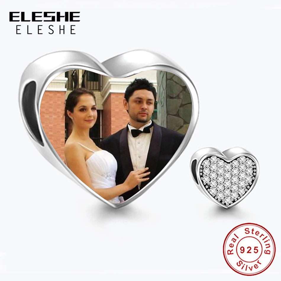 ELESHE колько Forever Love персонализированные пользовательские фото сердце бусины 925