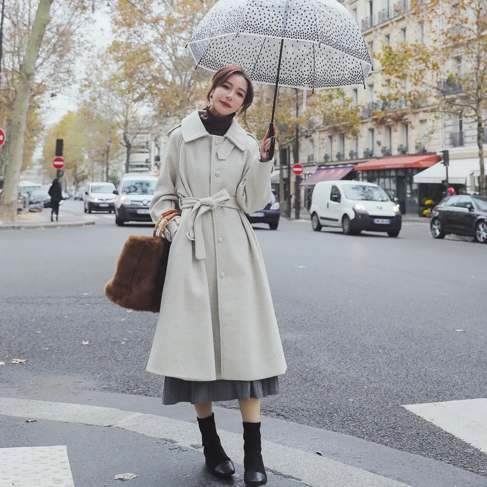 

Photo Shoot French Waist Hugging Woolen Jacket Women's 2019 Autumn And Winter New Style Korean-style Retro British Style Single