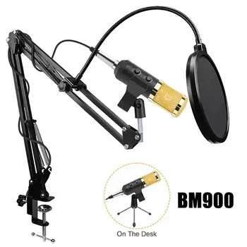 

BM900 Professional Microphone USB Capacitive Microphone Set Vocal Recording Wired Mic Kits Clear Voice Mic for Karaoke