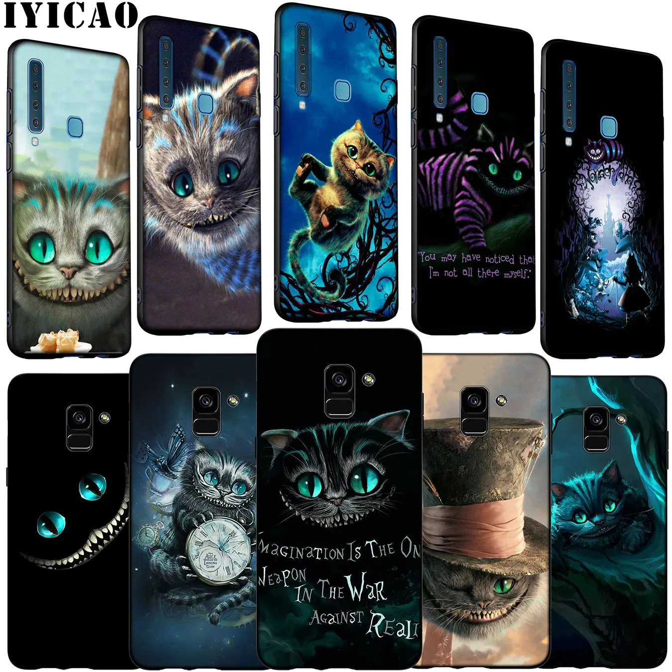 Alice in Wonderland Cheshire Soft Silicone Phone Case for Samsung Galaxy A6 A7 A8 A9 2018 A3 A5 2016 2017 Note 9 8 10 Plus |