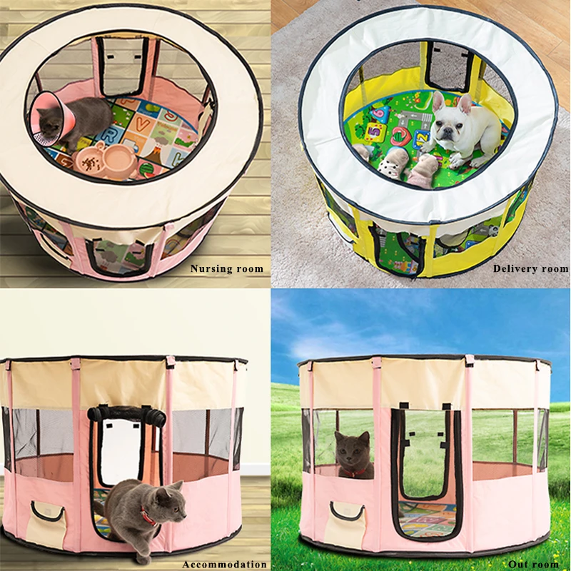 

Folding Dog Fence Portable Pet Tent Dog Cat Cage Playpen Puppy Large Big Kennel Indoor Dog Delivery Pet Room Round Pet Dog Fence