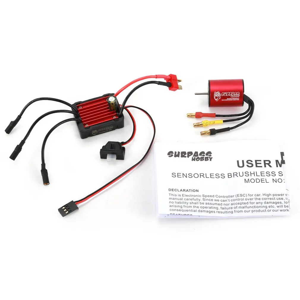 

For SURPASSHOBBY KK 2430 5800KV Brushless Motor with 25A Waterproof Speed Controler ESC for 2S 1:16 1:18 RC Racing Car Mod