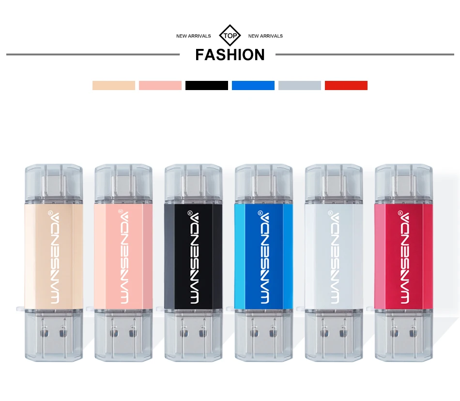 WANSENDA Тип C & флеш-накопитель USB 3,0 портативный флэш-накопитель 16 GB 32 ГБ, 64 ГБ и 128 ГБ 256 GB флешки 2 в 1 USB флеш-память Stick