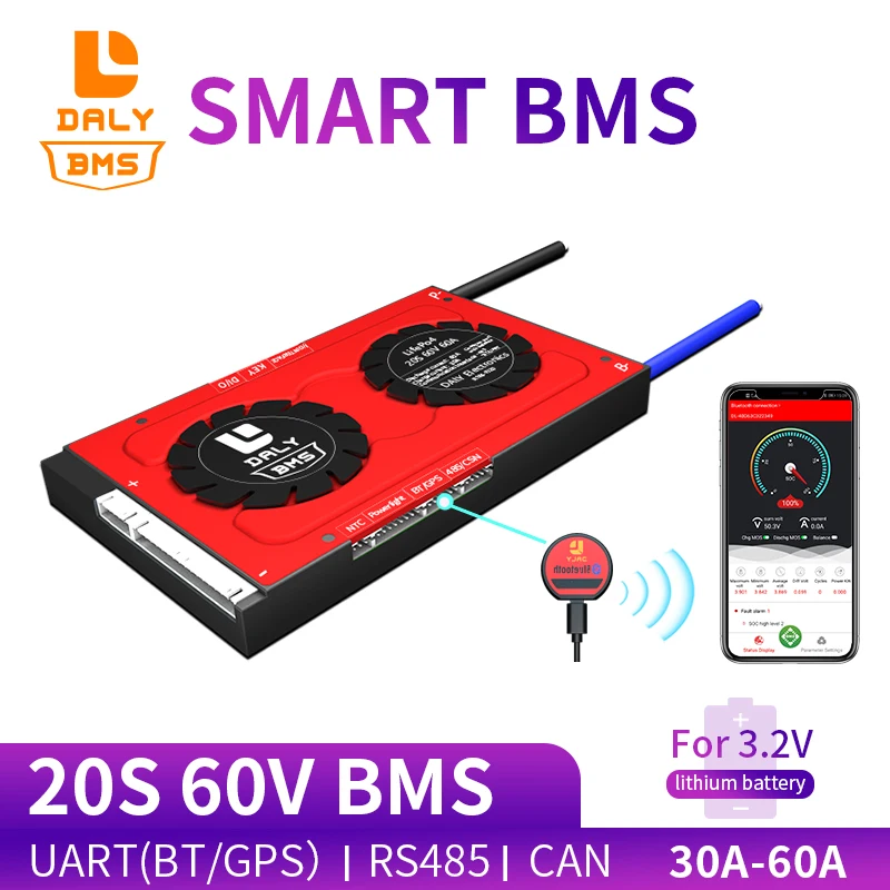 Daly 3 2 v 18650 smart BMS 20S 60V 30A 40A 60A Bluetooth 485 к USB устройству NTC UART программное обеспечение