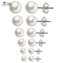 6 пар/компл. белый жемчуг серьги-гвоздики Комплект сережек для женщин аксессуары и украшения для пирсинга Мяч Комплект серег Bijouteria brincos, можно носить с A30