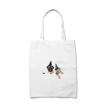 

Lady Foldable Recycle Shopping Bags Reusable Fruit Vegetable Tote Bag Shipping Bags Custom Logo Cartoon Cats Dog Printing