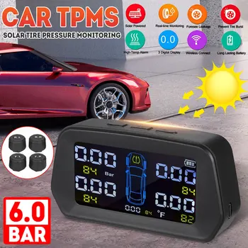 

TPMS Solar tire temperature and tire pressure monitoring system with 4PCS Sensors Real-time Display Car TPMS