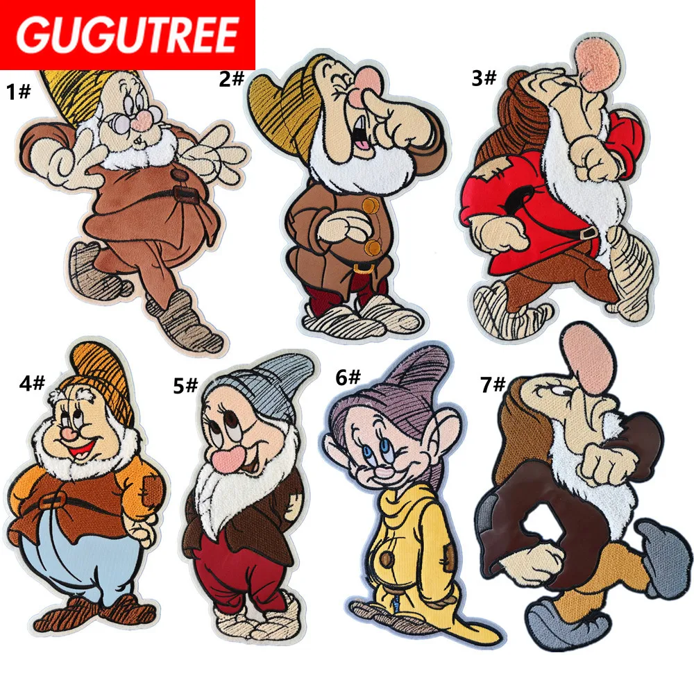 Вышитое полотенце GUGUTREE нашивка из синели семь гномов вышитое мультяшного