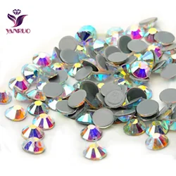 YANRUO 2058HF Crystal AB Hot Fix Rhinestones DIY Flatback Strass Stones Iron on Rhinestone For Clothes Needlework