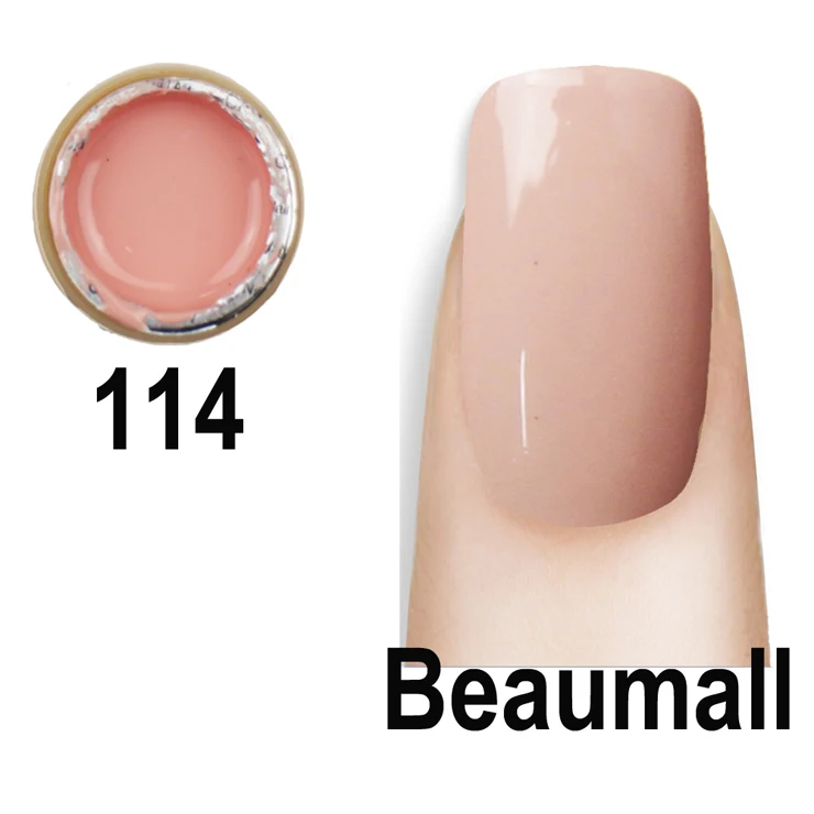114 Beaumall окраска гелем цвета, 1 горшок 5 мл объем чистый твердый УФ-гель для ногтей советы блестящая Обложка Расширение Маникюр DIY - Цвет: 114