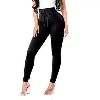 

Women Fashion Stretch skinny Leggings Pencil Pants Bandage High Waist Trousers