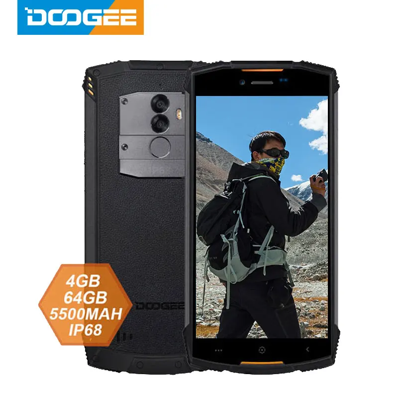 2018 IP68 DOOGEE S55 waterproof Smartphone MTK6750T Octa Core 4GB RAM 64GB ROM 5500mAh 5.5inch Android 8.0 Dual SIM 13.0MP