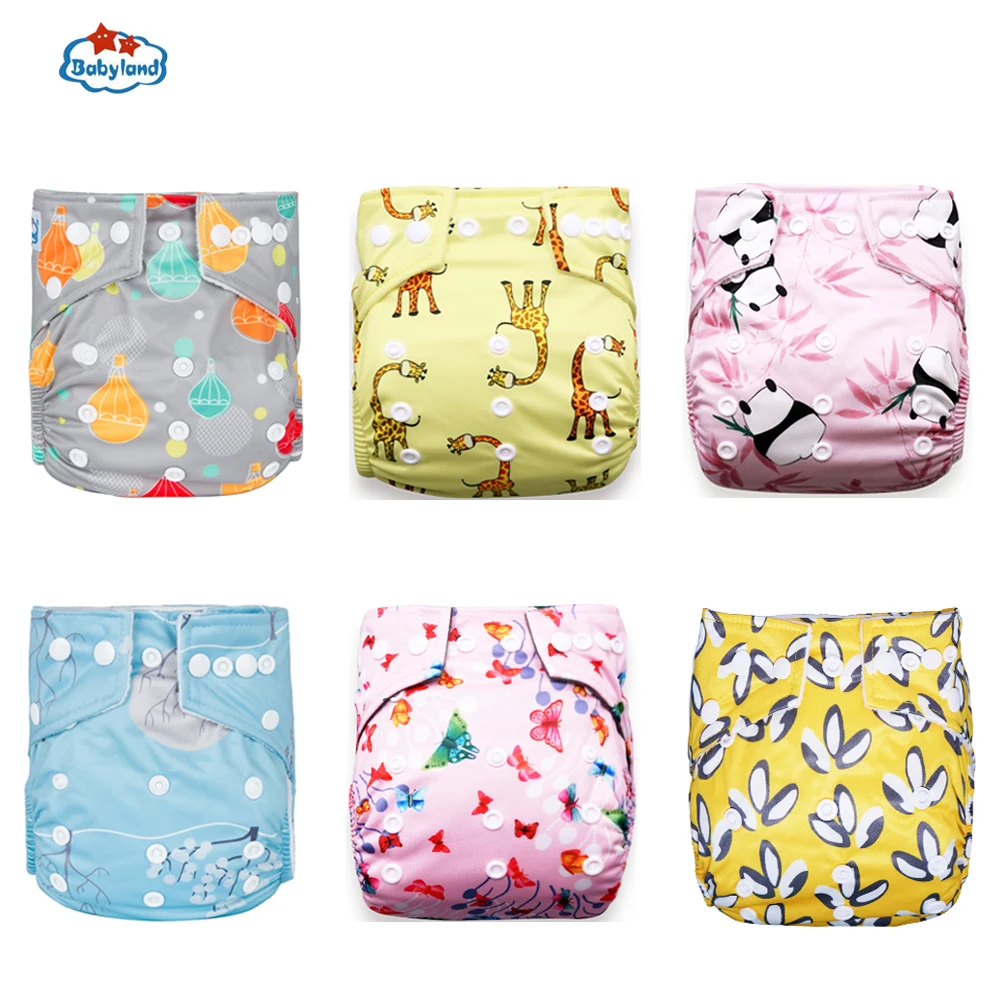 Girl E 6pcs Паналесе экологический свой выбор Babyland Многоразовые Подгузники 6 шт./компл. Экологически чистая ткань, трусики на подгузник, моющиеся подгузники с карманами - Цвет: Girl E 6pcs