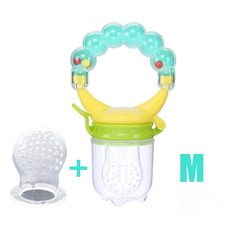 Green M Силиконовая соска для младенца Фидер фрукты овощи Кормление соска-пустышка соска погремушка Кормление игрушка Детские принадлежности кормушка - Цвет: Green M