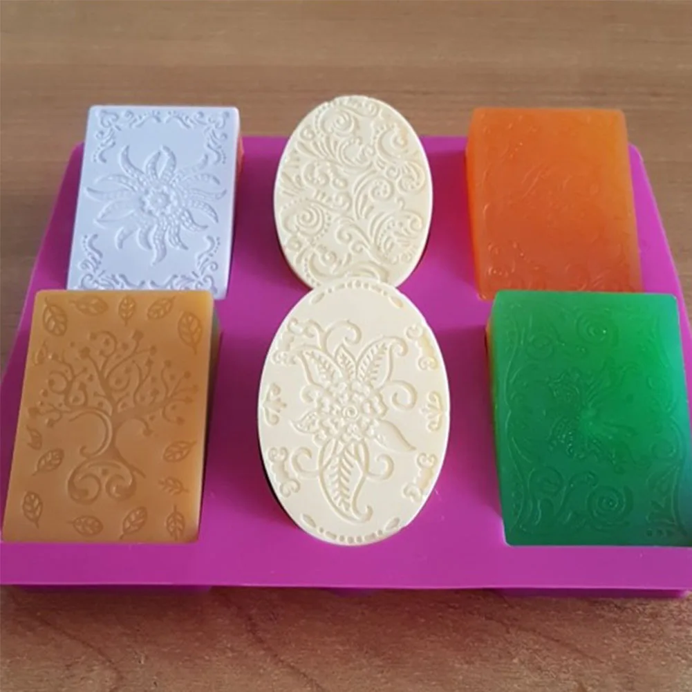 6 Cavity Craft Making Tools Silicone Home Bathroom Manual Soap Mold DIY Easy Clean Toys Rectangle Oval Kids Practical Soft