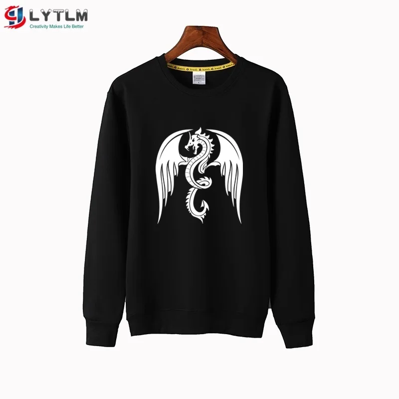 LYTLM нарисованные драконы Толстовка Bluza Dziewczynka для мальчиков зимние толстовки с героями мультфильмов детские толстовки с капюшоном для маленьких мальчиков - Цвет: WY6119 Black