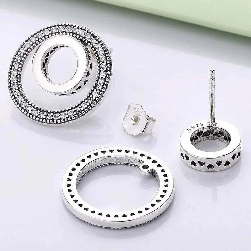 Оригинальные серьги-гвоздики с кристаллами Forever Circle, для женщин, 925 пробы, серебряные серьги, свадебные ювелирные изделия в европейском стиле
