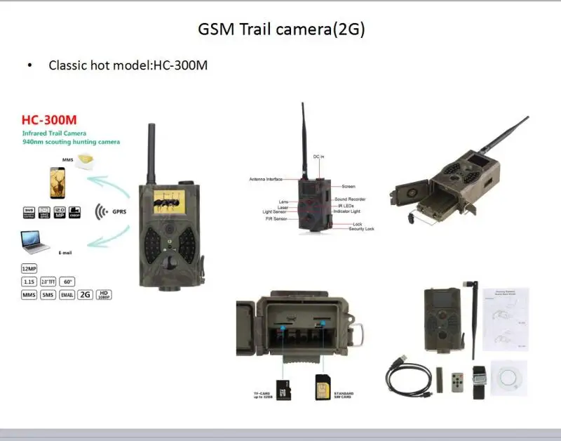 HC300M охотничья камера ночного видения 12MP 940nm MMS инфракрасная охотничья камера Gsm GPRS 2G ловушка игровая камера Пульт дистанционного управления