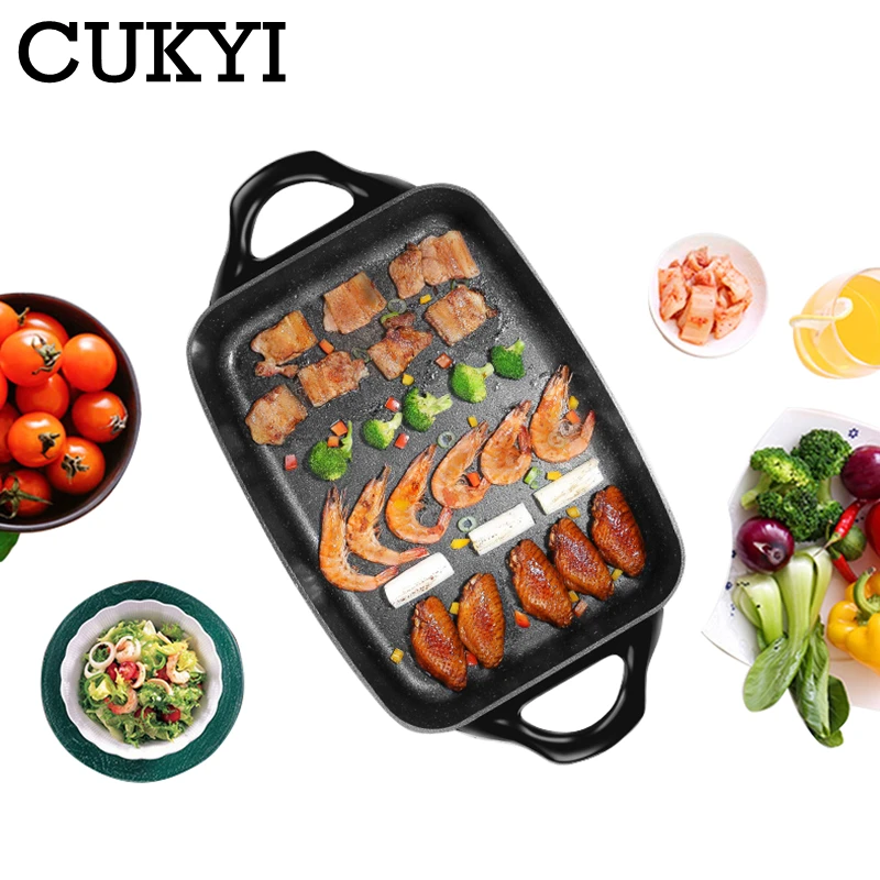 CUKYI Многофункциональные бытовые электрические грили и электрические противни горячий горшок барбекю машина антипригарная сковорода