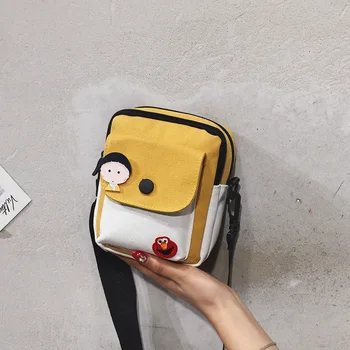 

Net red canvas shoulder diagonal trend wild sesame street cartoon Harajuku girl shoulder bag