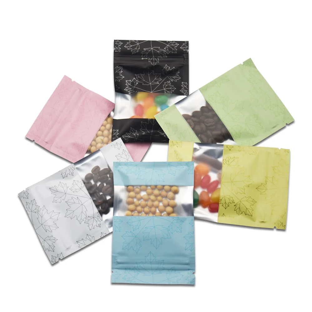 

100pcs Matte Colored Zip Lock Mylar Foil Packing Bag Food Storage Zipper Bag Coffee Candy Sample Packaging Aluminum Foil Bags