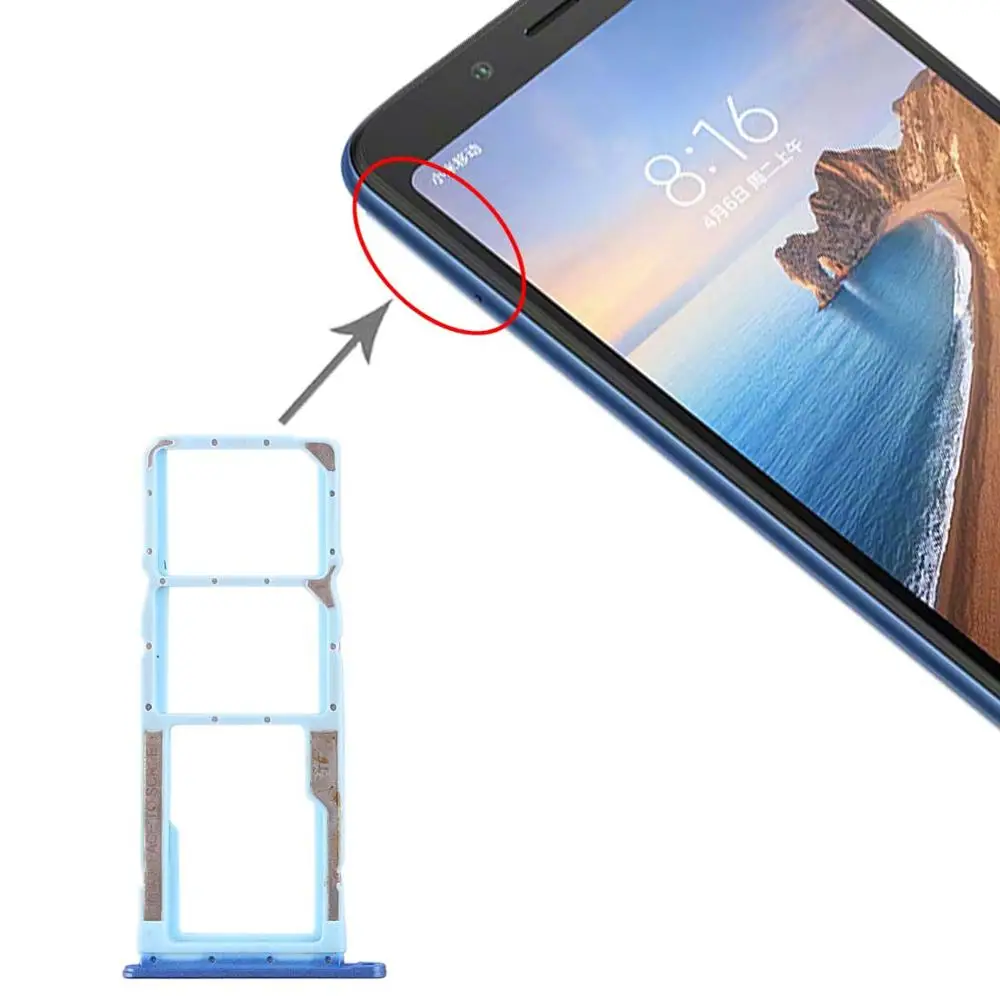 Синий Для Xiaomi Redmi 7A лоток sim-карты+ лоток для сим-карт+ Micro лоток для карт SD для Xiaomi Redmi 7A - Цвет: Синий