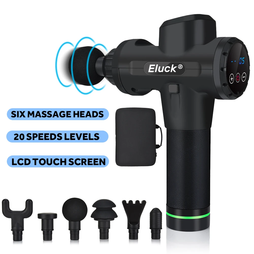 

Handheld Massager Gun for Muscle Relief with 20 Speed Levels 4 Massage Heads for Athlets Black