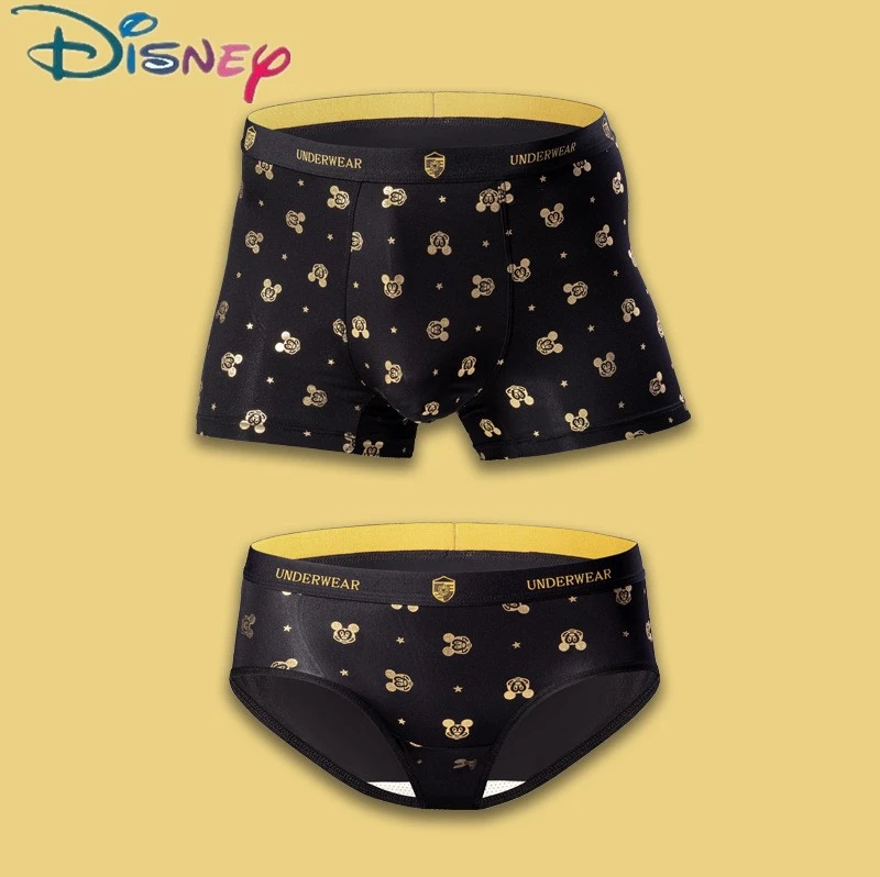 Ropa interior de dibujos para hombre y mujer, Bóxer con estampado de Mickey Mouse, ropa interior de seda de hielo de verano, regalos|Bragas| - AliExpress