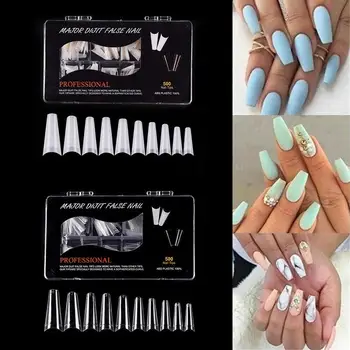

500pcs Professional Ultrathin False Nail Tips Trace-Free C arc Shallow Nail Tips DIY Nail Art Tools Gel Extra Long Half Cover