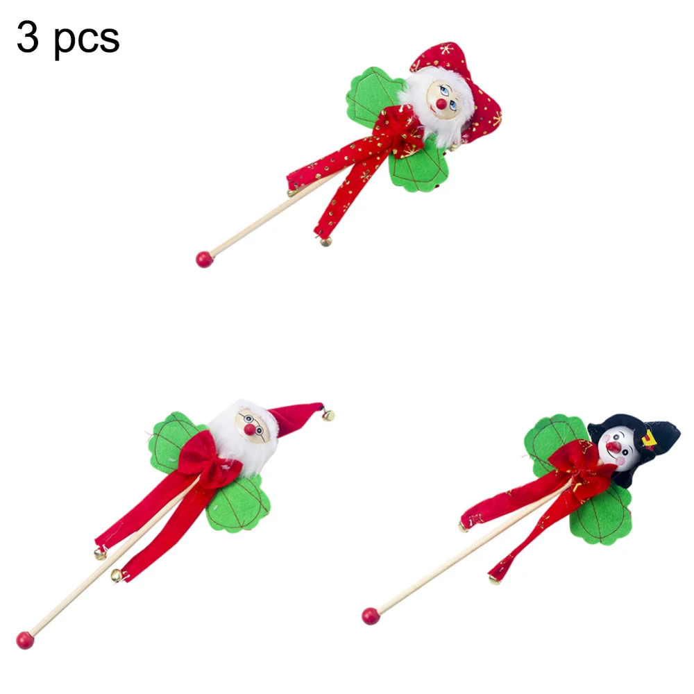 

3pcs New Christmas Wooden Rocking Bell Rattle Christmas Children's Toys Non-Woven 3d Santa Claus Snowman Rocking Bells Kids Gift