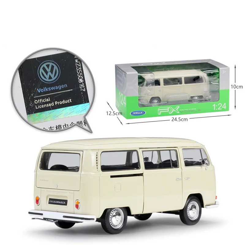 Велли 1:24 литье под давлением VW T2 1972 T1 1963 автобус красный крем синий высокая