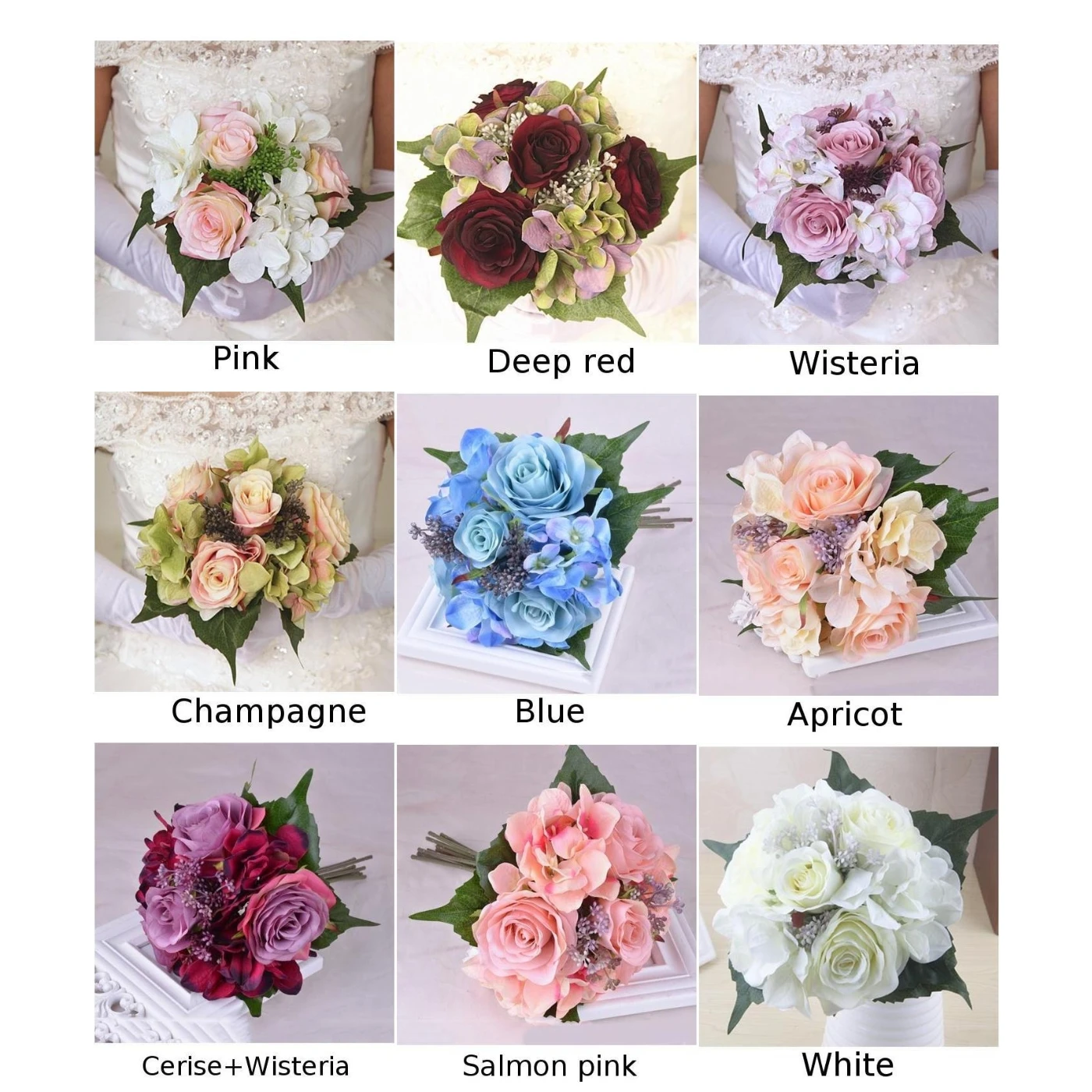 New Artificial Rose Flower Bouquet Floral Desktop Bridal Hydrangea Wedding Decor