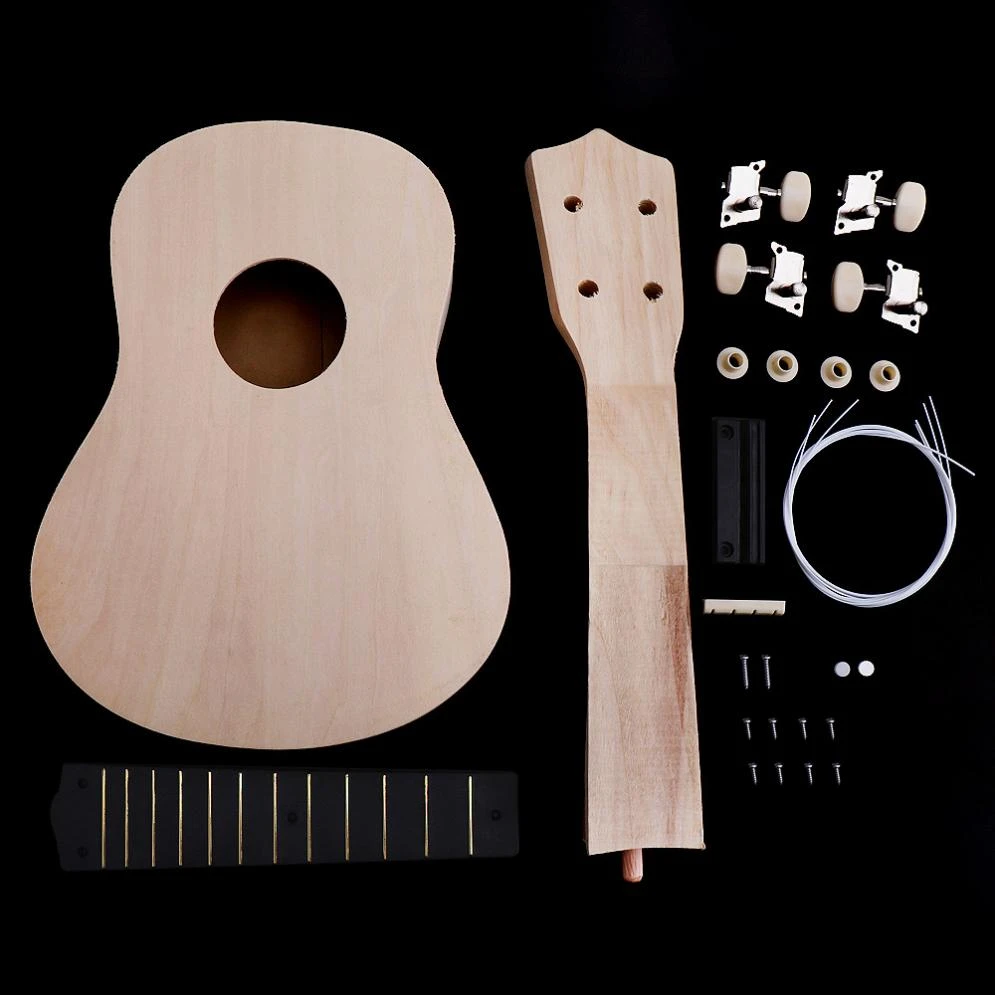DIY Ukulele 21 Inch DIY Kit Hawaii Guitar Handwork Painting Assembly for Amateur Beginner Kid Children Fun Art