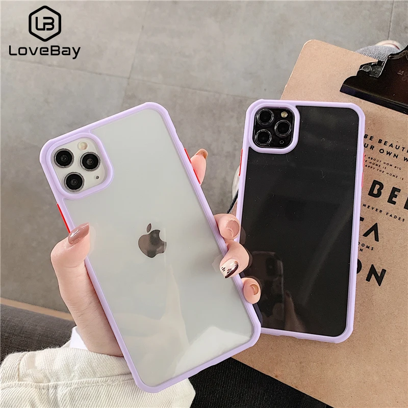 

Lovebay Transparent Shockproof Phone Case For iPhone 11Pro X XR XS Max Soft TPU Candy Solid Color Back Cover For iPhone 7 8 Plus