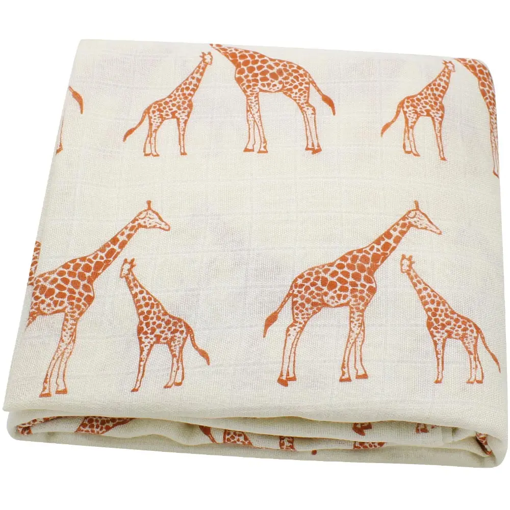 Одеяло для новорожденного муслин 70% бамбук 30% хлопок пеленание обертывание одеяло для новорожденных банное полотенце 120x120 см постельные принадлежности муслиновая пеленка - Цвет: Giraffe