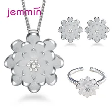 Европейский стиль Модный милый цветок лотоса Ювелирные наборы включают 1 серьги и 1 ожерелье и 1 кольцо для женщин как вечерние ювелирные изделия подарок