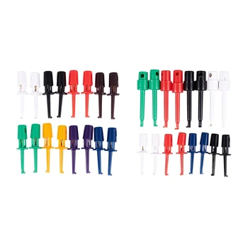 

16 Pair Electrical Testing Hooks:8 Pair Colored Plastic Covered Insulation Testing Lead Hook Clip Clamp & 8 Pair Round Colored S