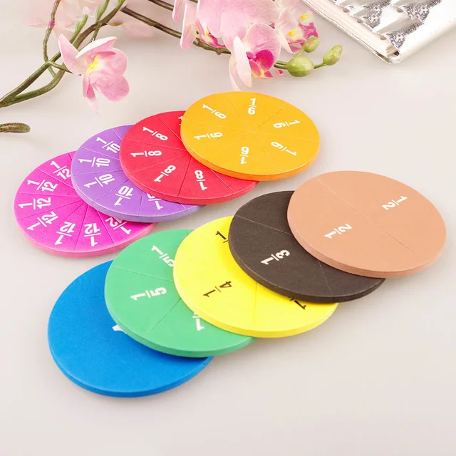 51Pcs Fractions Math Teaching Tool EVA Round Shape Instrument Kids Montessori Early Educational Math Development STEM Toy Gifts 4